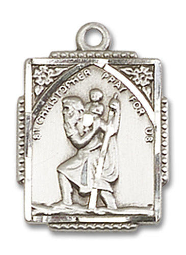 St Christopher Medal - Sterling Silver 3/4 x 1/2 Rectangular Pendant 0804CSS