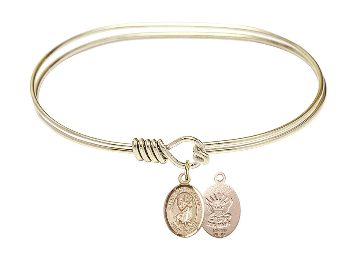 St Christopher - Navy Eye Hook Bangle Bracelet - Gold-Filled Charm 9022GF6