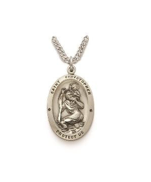 St Christopher Necklace - Sterling Silver Medal on 20 Stainless Chain SM0874SH