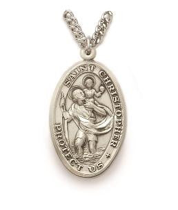 St Christopher Necklace - Sterling Silver Medal On 24 Stainless Chain SM0784SH