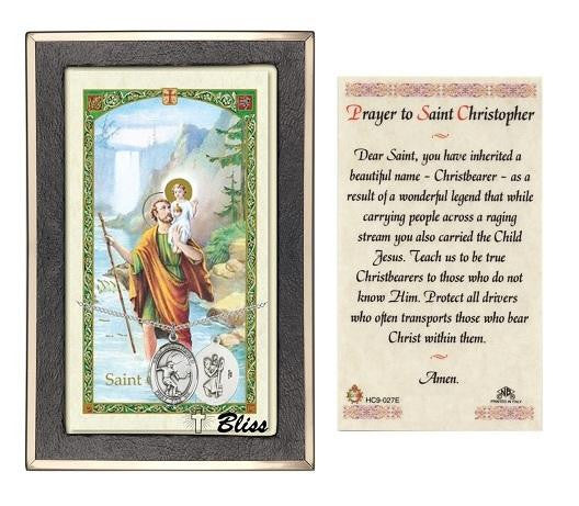 St Christopher Soccer Medal With Prayer Card - Sterling Silver 3/4 x 1/2 Oval Pendant PC8503SS