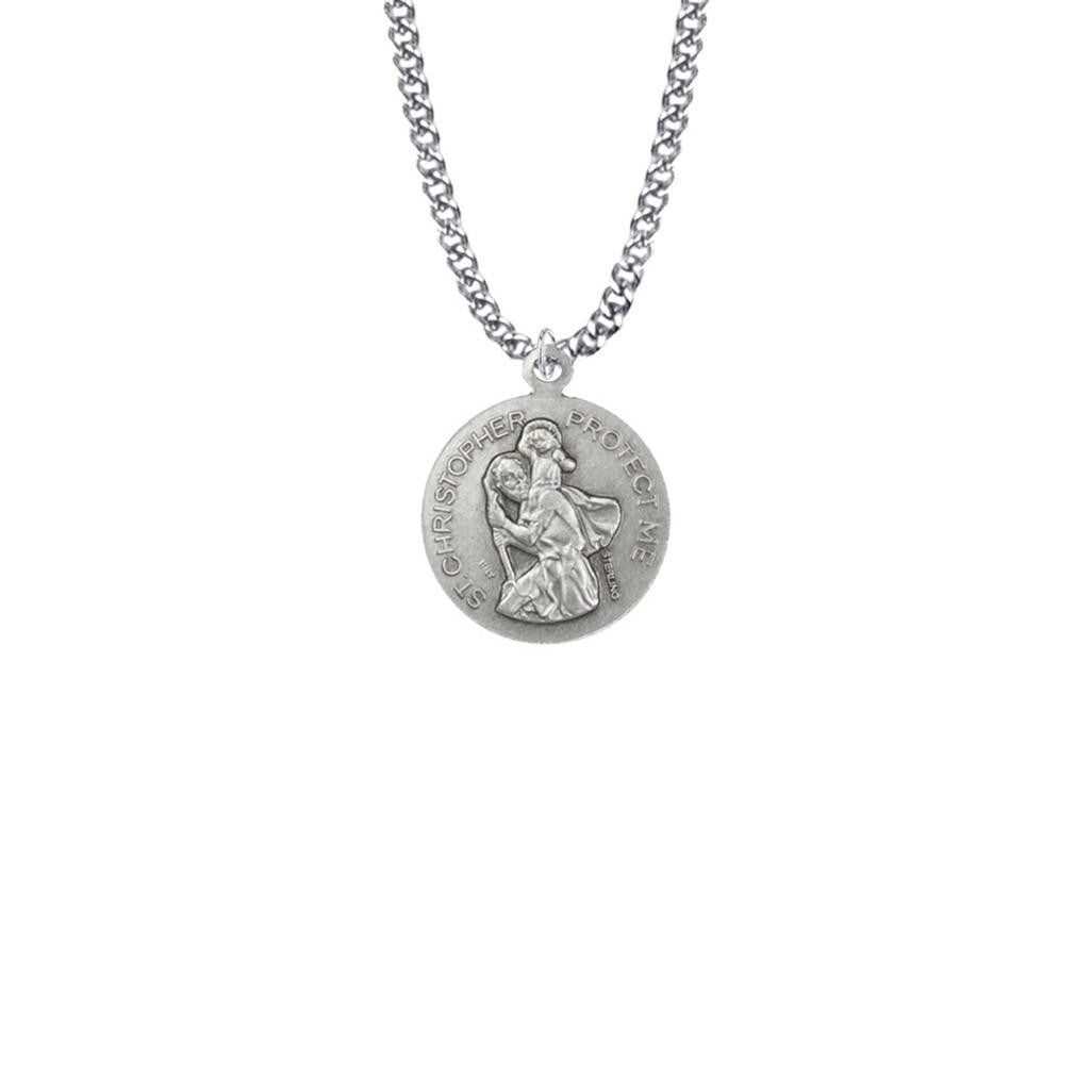 St Christopher Womens Swimming - Sterling Silver Medal On 18 Stainless Chain SM8597SH