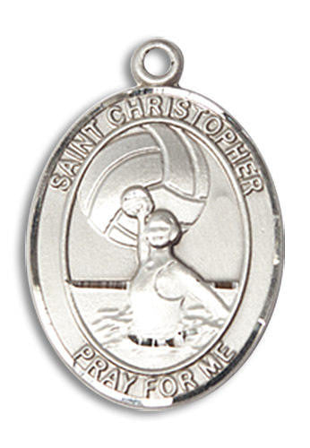 St Christopher Womens Water Polo Medal - Sterling Silver 3/4 x 1/2 Oval Pendant 8199SS