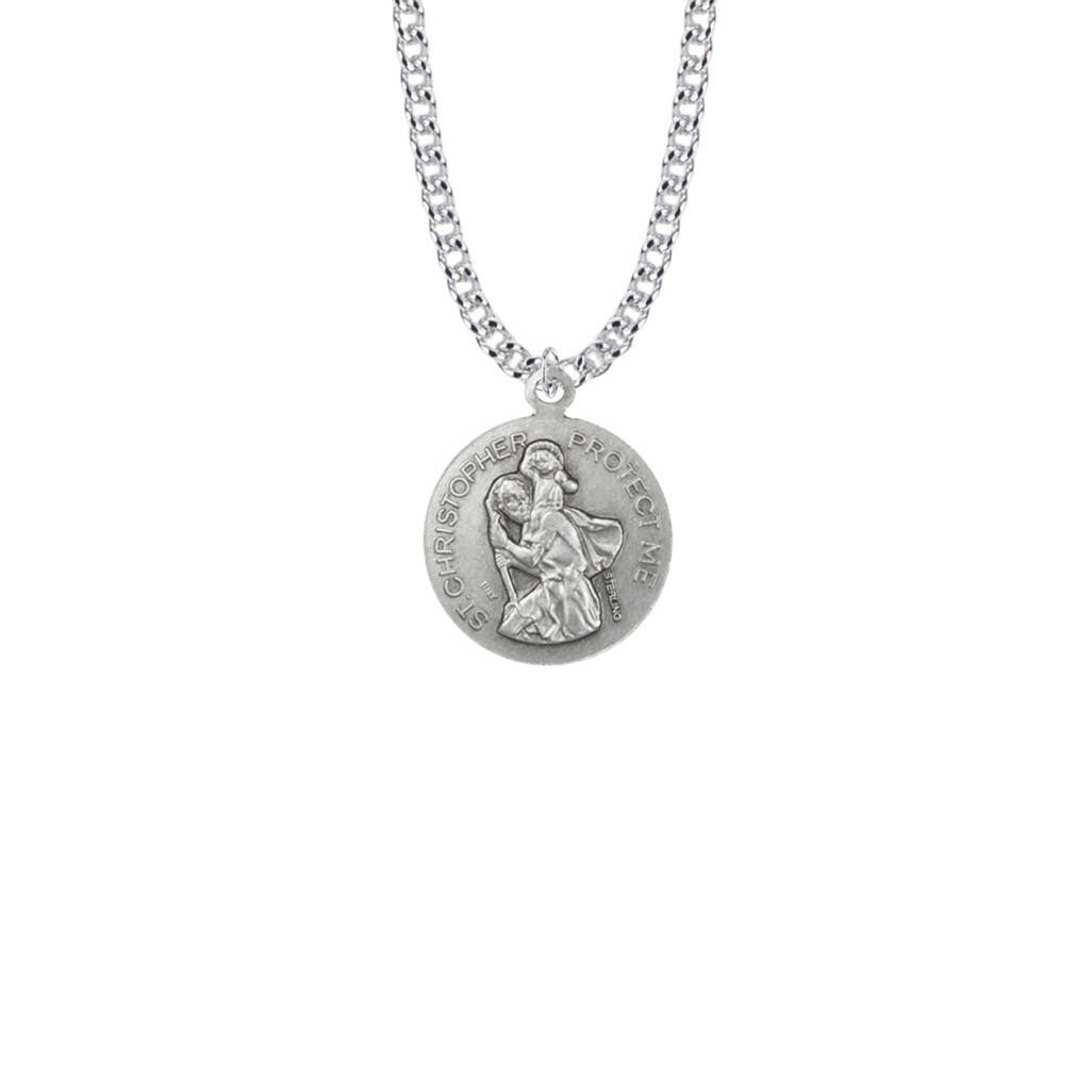 St Christopher Wrestling Necklace - Sterling Silver Medal On 20 Stainless Chain SM8592SH