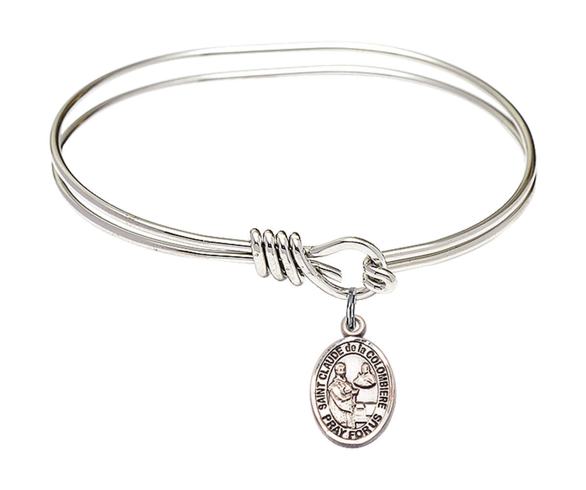 St Claude De La Colombiere Eye Hook Bangle Bracelet - Sterling Silver Charm 9432SS