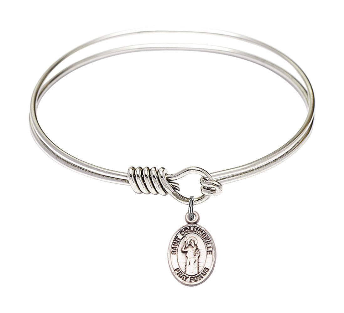 St Columbkille Round Eye Hook Bangle Bracelet - Sterling Silver Charm - 6.25 Inch 9399SS