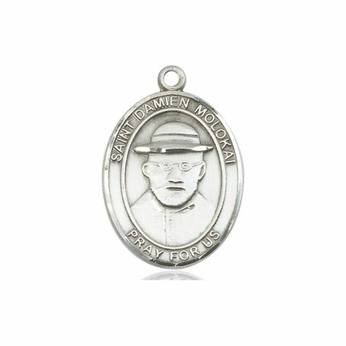St Damien of Molokai Medal - Sterling Silver Oval Pendant 3 Sizes