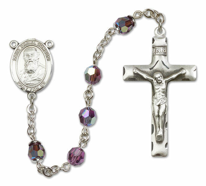 St Daniel Comboni Sterling Silver Rosary - 16 Color Options 8400/0644