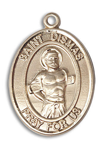 St Dismas Medal - 14kt Gold Oval Pendant 3 Sizes