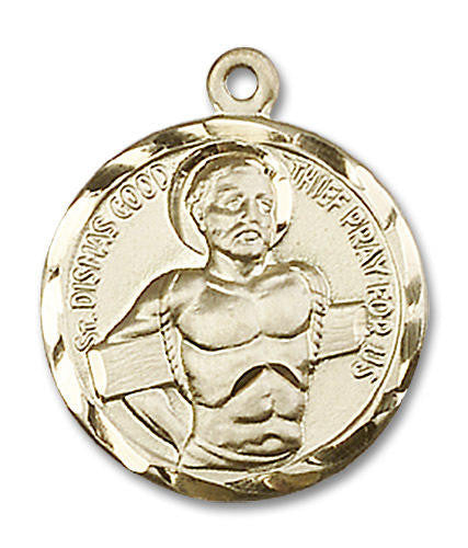 St Dismas The Good Thief Medal - 14kt Gold 7/8 x 3/4 Round Pendant 5436