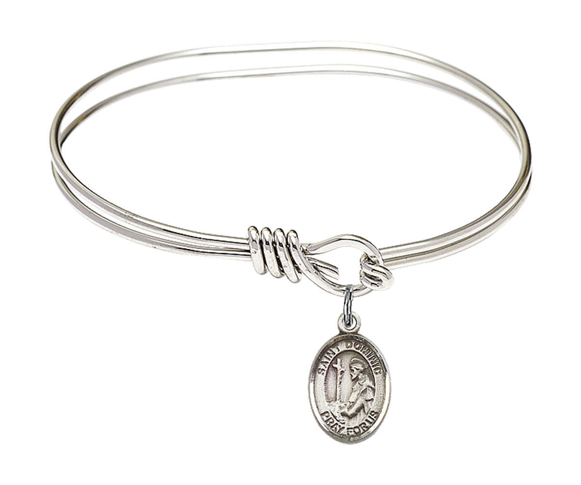St Dominic De Guzman Eye Hook Bangle Bracelet - Sterling Silver Charm 9030SS