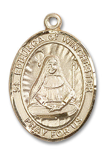 St Edburga of Winchester Medal - 14kt Gold Oval Pendant 3 Sizes