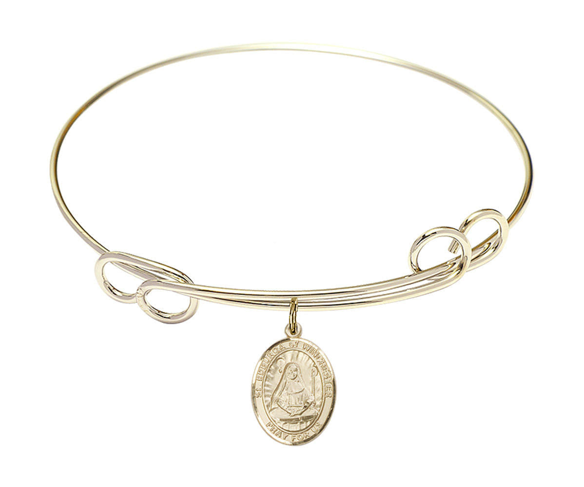 St Edburgan of Winchester Double Loop Bangle Bracelet - Gold-Filled Charm 9324GF