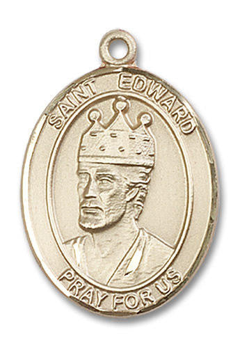 St Edward The Confessor Medal - 14kt Gold Oval Pendant 3 Sizes
