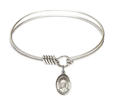 St. Edward The Confessor Round Eye Hook Bangle Bracelet - Sterling Silver Charm - 6.25 Inch (9026SS)