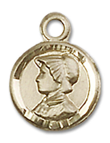 St Elizabeth Ann Seton Medal Charm - 14kt Gold Round Pendant 2339