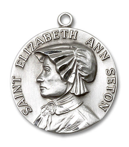 St Elizabeth Ann Seton Medal - Sterling Silver Round Pendant 2 Sizes