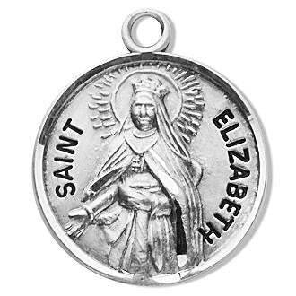 St Elizabeth Medal - Sterling Silver - On 18 Stainless Chain - Sterling Silver 7/8 x 3/4 Round Pendant