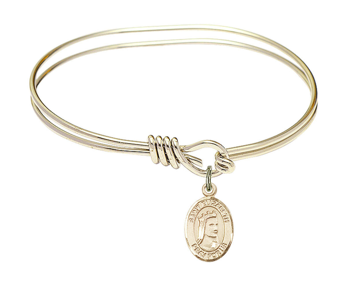 St Elizabeth of Hungary Eye Hook Bangle Bracelet - Gold-Filled Charm 9033GF