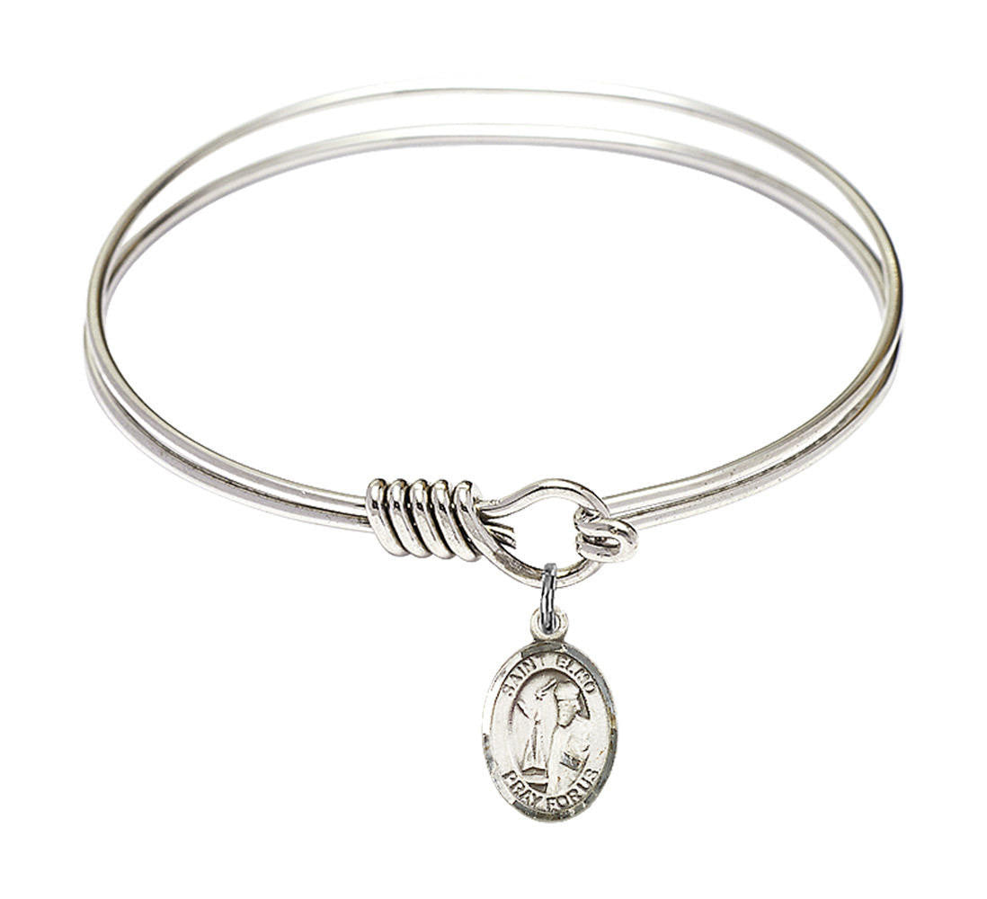 St Elmo Round Eye Hook Bangle Bracelet - Sterling Silver Charm - 6.25 Inch 9031SS