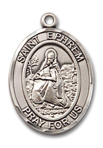 St Ephrem Medal - Sterling Silver Oval Pendant 2 Sizes