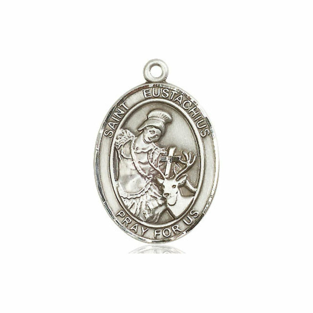St Eustachius Medal - Sterling Silver Oval Pendant 3 Sizes
