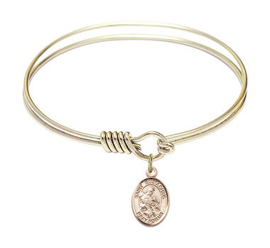 St. Eustachius Round Eye Hook Bangle Bracelet - Gold-Filled Charm - 6.25 Inch (9356GF)