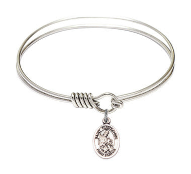 St. Eustachius Round Eye Hook Bangle Bracelet - Sterling Silver Charm - 6.25 Inch (9356SS)