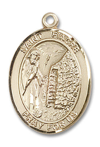 St Fiacre Medal - 14kt Gold Oval Pendant 3 Sizes