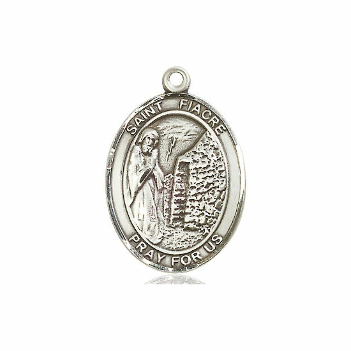 St Fiacre Medal - Sterling Silver Oval Pendant 3 Sizes