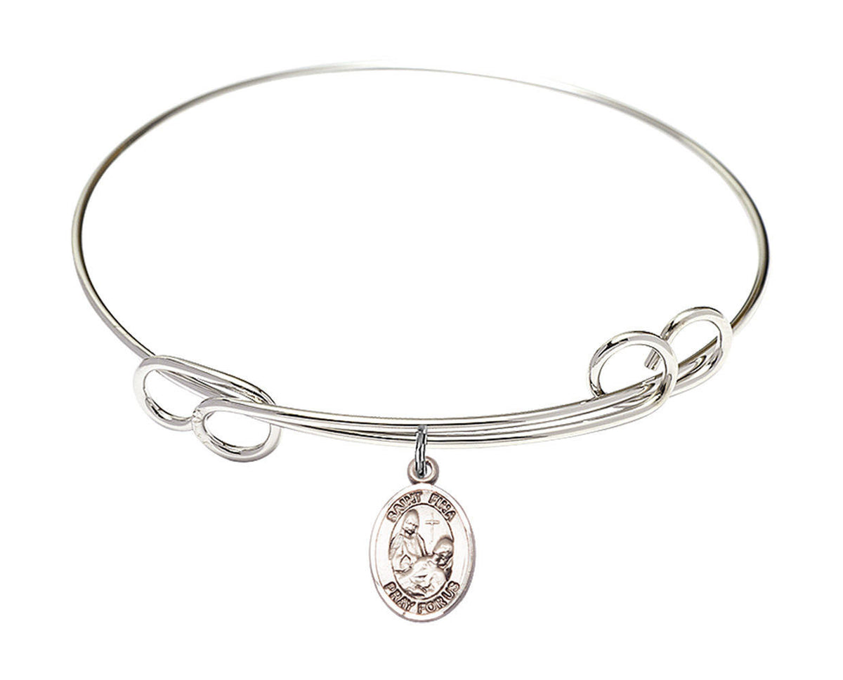 St Fina Double Loop Bangle Bracelet - Sterling Silver Charm 9364SS