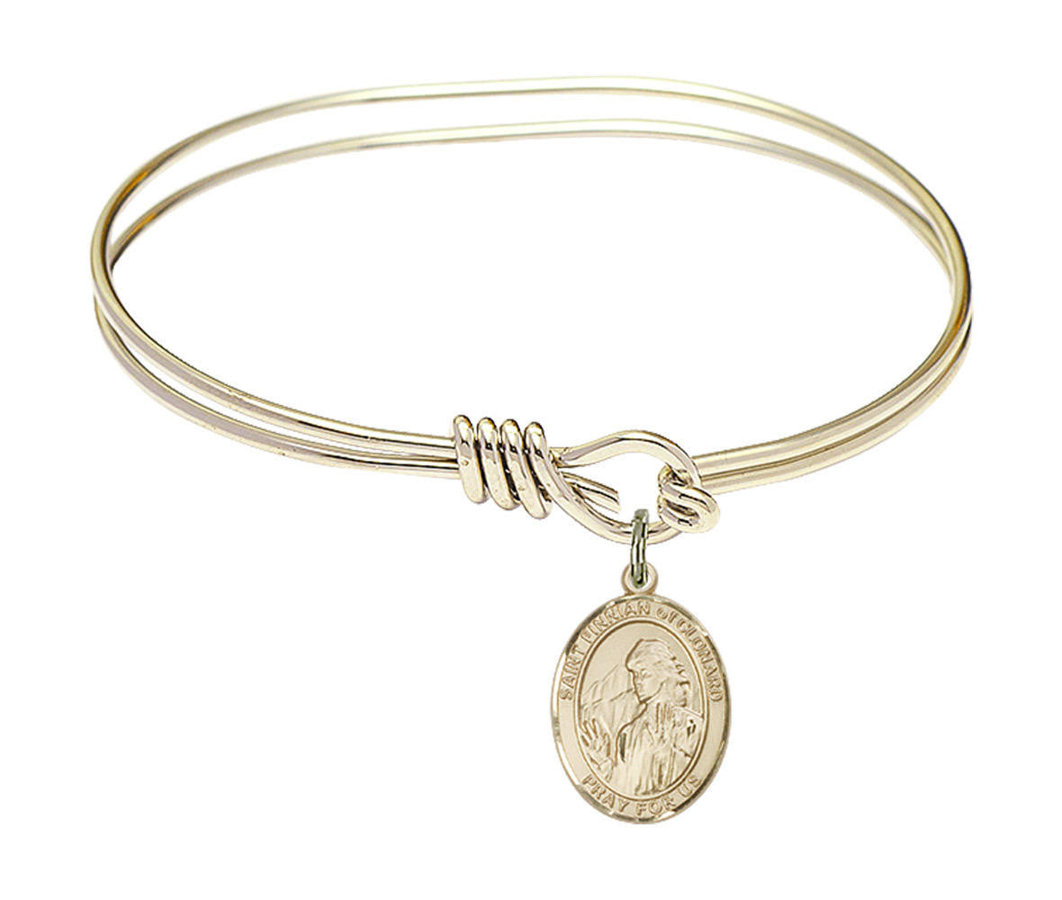 St Finnian of Clonard Eye Hook Bangle Bracelet - Gold-Filled Charm 9308GF