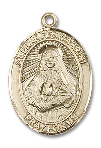 St Frances Cabrini Medal - 14kt Gold Oval Pendant 3 Sizes
