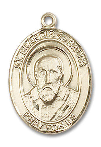 St Francis De Sales Medal - 14kt Gold Oval Pendant 3 Sizes