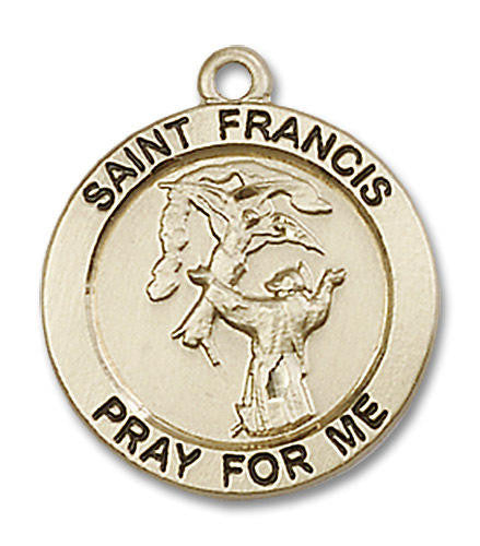 St Francis Medal - 14kt Gold 3/4 x 3/4 Round Pendant 4061