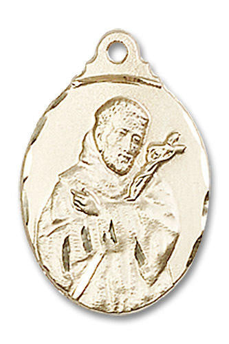 St Francis Medal - 14kt Gold 7/8 x 1/2 Pendant 0599FC