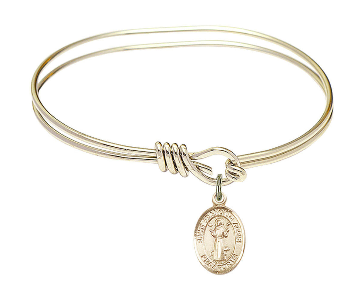 St Francis of Assisi Eye Hook Bangle Bracelet - Gold-Filled Charm 9036GF