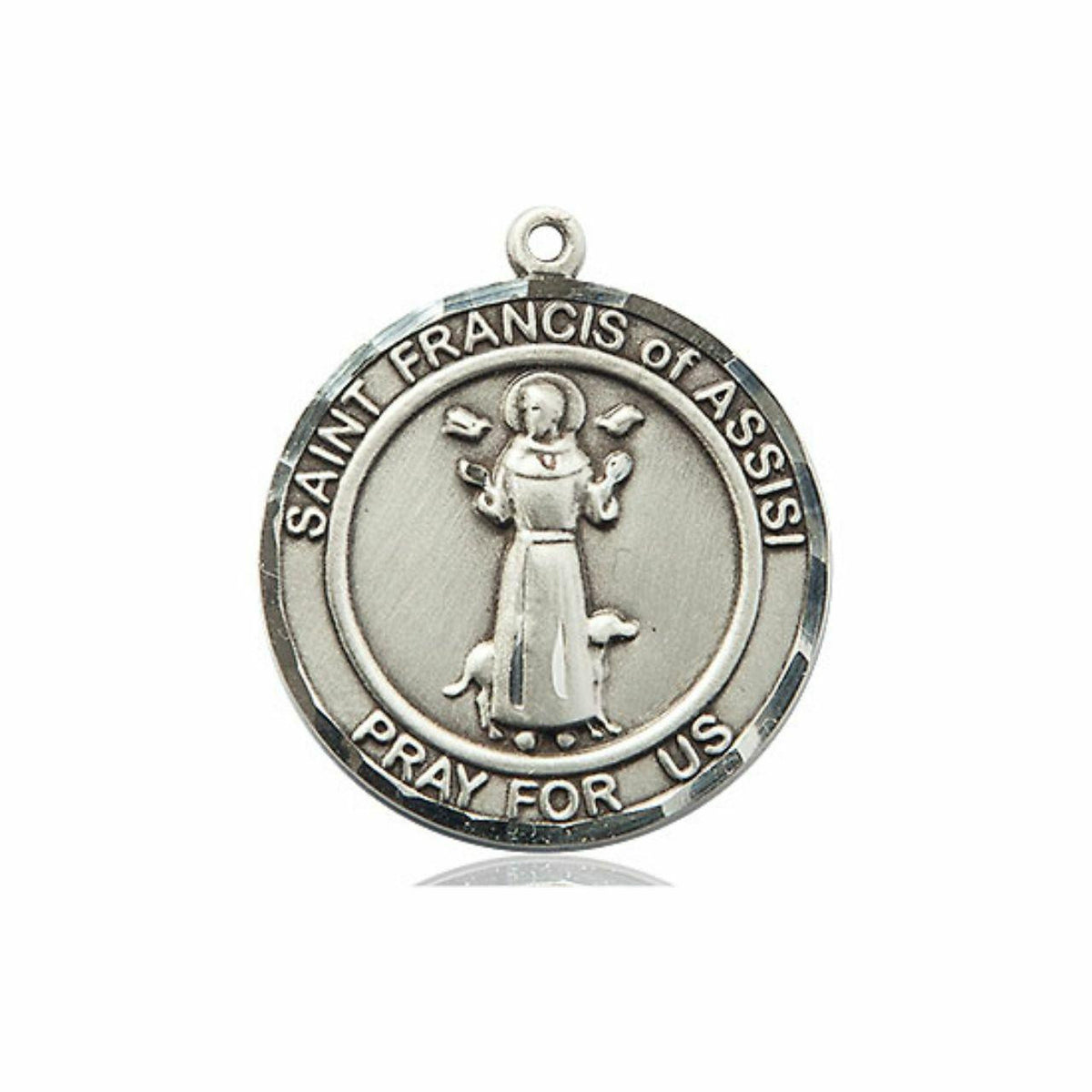 St Francis of Assisi Medal - Sterling Silver Round Pendant 2 Sizes