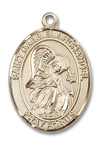 St Gabriel Archangel Medal - 14kt Gold Oval Pendant 3 Sizes