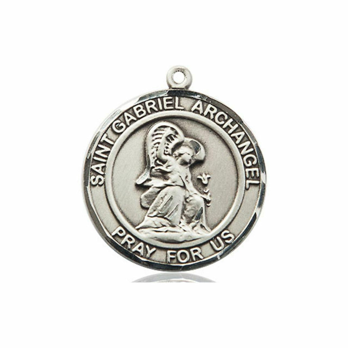 St Gabriel Archangel Medal - Sterling Silver Round Pendant 2 Sizes