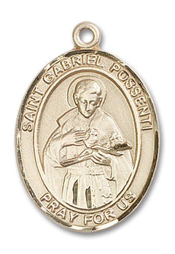 St Gabriel Possenti Medal - 14kt Gold Oval Pendant 3 Sizes