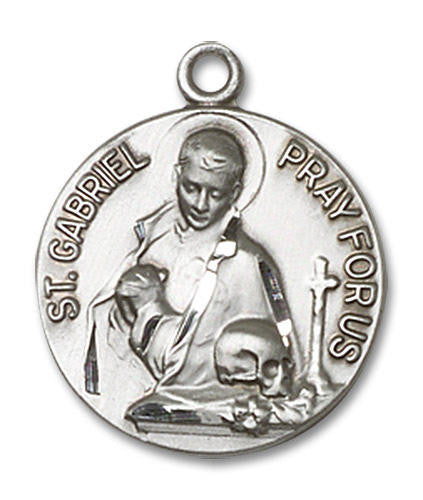 St Gabriel Possenti Medal - Sterling Silver 3/4 x 5/8 Round Pendant 1363SS
