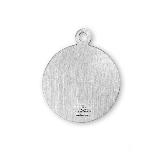 St Genesius Necklace - Sterling Silver Round Medal On 20 Stainless Chain S9560