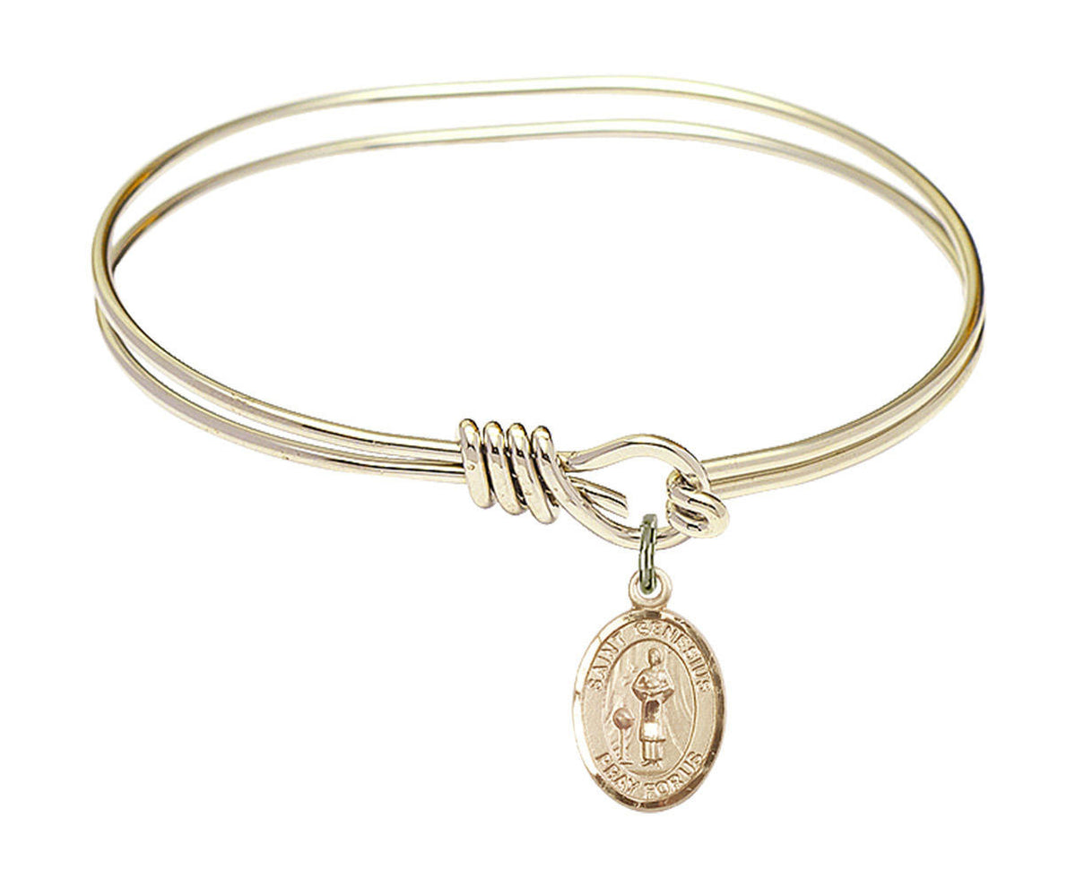 St Genesius of Rome Eye Hook Bangle Bracelet - Gold-Filled Charm 9038GF