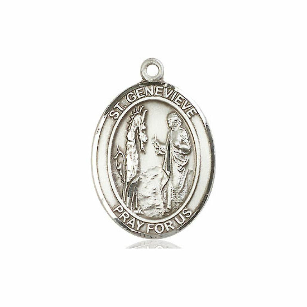 St Genevieve Medal - Sterling Silver Oval Pendant 3 Sizes