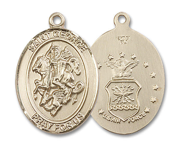 St George Air Force Medal - 14kt Gold Oval Pendant 3 Sizes