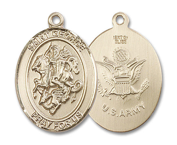 St George Army Medal - 14kt Gold Oval Pendant 3 Sizes
