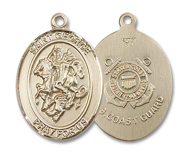 St George Coast Guard Medal - 14kt Gold Oval Pendant 3 Sizes