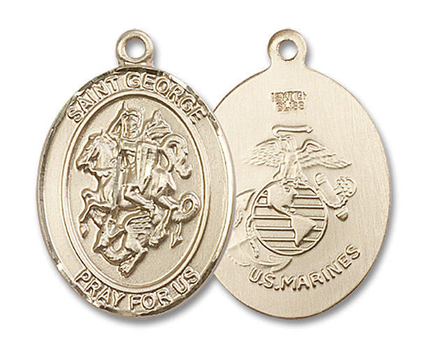 St George Marines Medal - 14kt Gold Oval Pendant 3 Sizes