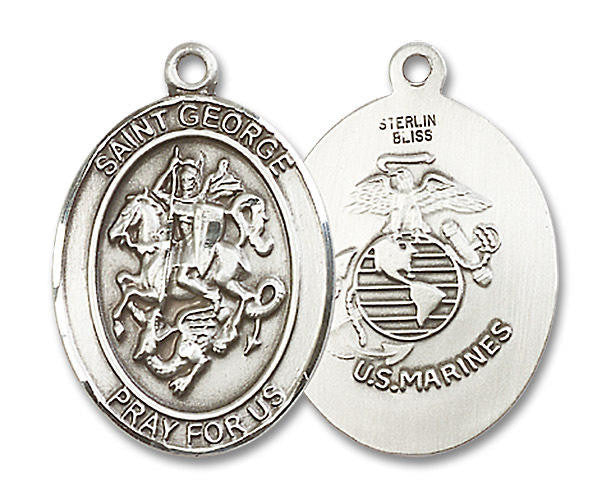 St George Marines Medal - Sterling Silver Oval Pendant 3 Sizes